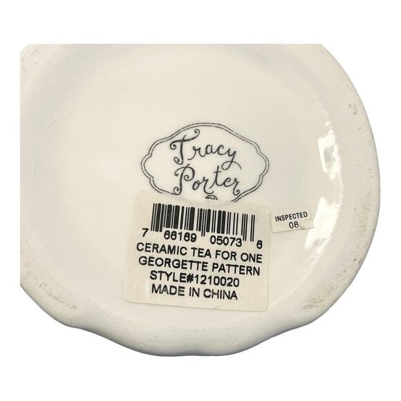 Tracy Porter Georgette TEA FOR ONE Ceramic Cup + Teapot & Lid Pink Gray + Tag - Picture 9 of 10